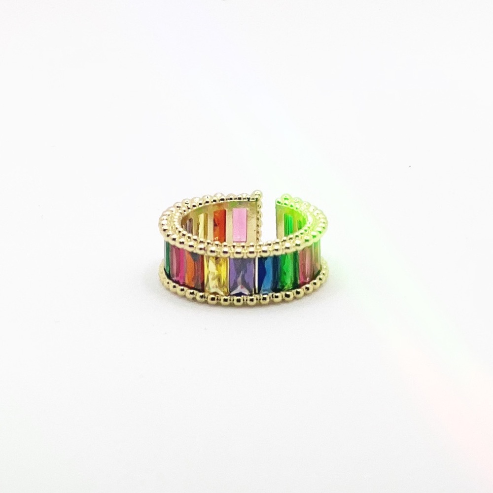 14k gold Multicolor CZ Chunky Band Ring